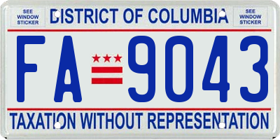 DC license plate FA9043