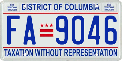 DC license plate FA9046