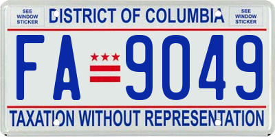 DC license plate FA9049