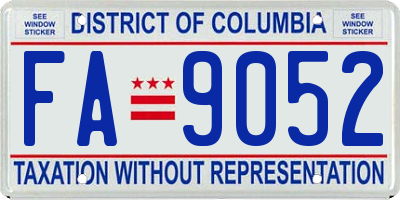 DC license plate FA9052