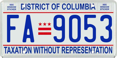 DC license plate FA9053