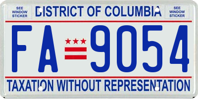 DC license plate FA9054