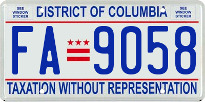 DC license plate FA9058