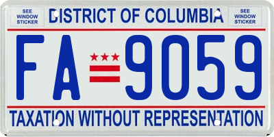 DC license plate FA9059