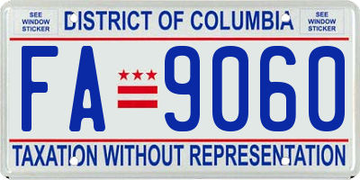 DC license plate FA9060