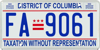 DC license plate FA9061