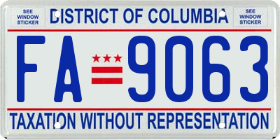 DC license plate FA9063