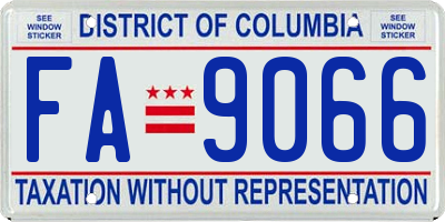 DC license plate FA9066