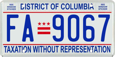 DC license plate FA9067