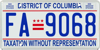 DC license plate FA9068