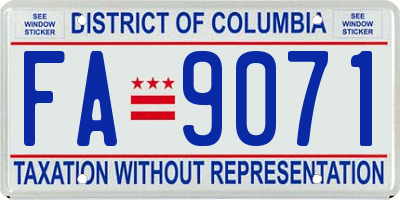 DC license plate FA9071