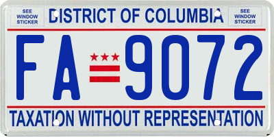 DC license plate FA9072