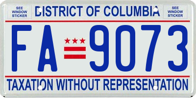 DC license plate FA9073