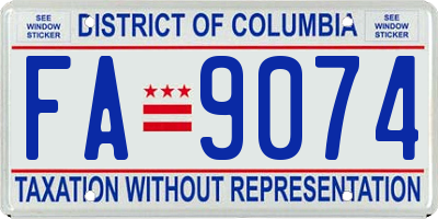 DC license plate FA9074