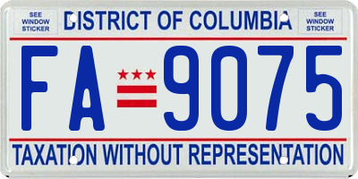 DC license plate FA9075