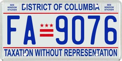 DC license plate FA9076