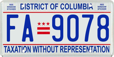 DC license plate FA9078