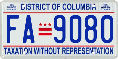 DC license plate FA9080