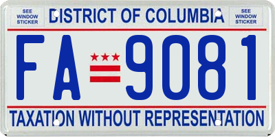 DC license plate FA9081