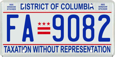 DC license plate FA9082