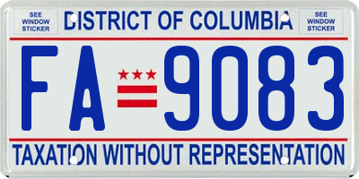 DC license plate FA9083