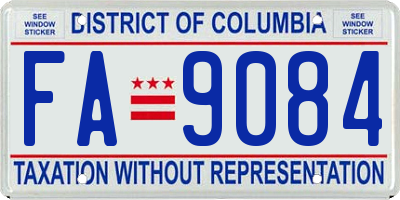 DC license plate FA9084