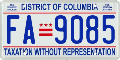 DC license plate FA9085