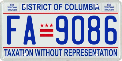 DC license plate FA9086