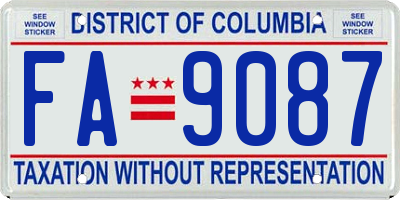 DC license plate FA9087