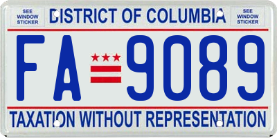 DC license plate FA9089