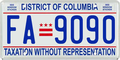 DC license plate FA9090