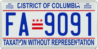 DC license plate FA9091