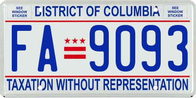 DC license plate FA9093