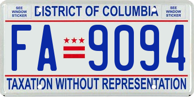 DC license plate FA9094