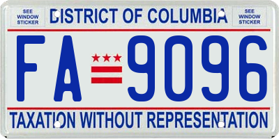 DC license plate FA9096