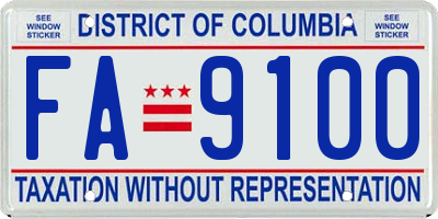 DC license plate FA9100