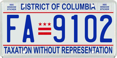 DC license plate FA9102