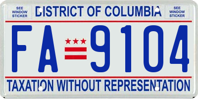 DC license plate FA9104