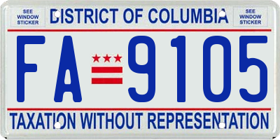 DC license plate FA9105