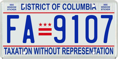 DC license plate FA9107