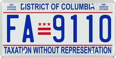 DC license plate FA9110