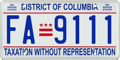 DC license plate FA9111