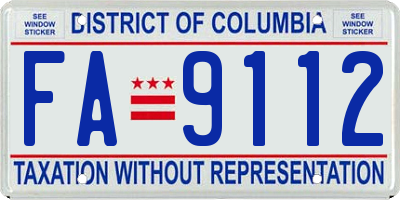 DC license plate FA9112