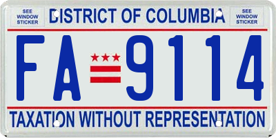 DC license plate FA9114