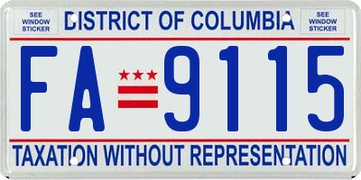 DC license plate FA9115