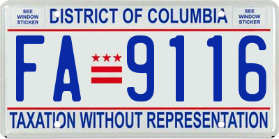 DC license plate FA9116