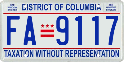 DC license plate FA9117