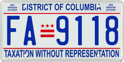 DC license plate FA9118