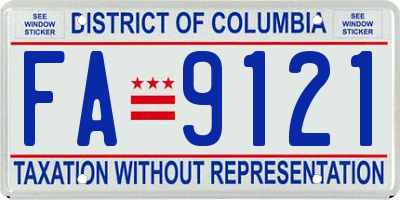 DC license plate FA9121