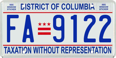 DC license plate FA9122